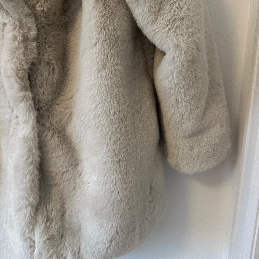 Steve Madden Snow Faux-Fur Teddy Coat in Beige | Size Small - Picture 4 of 10